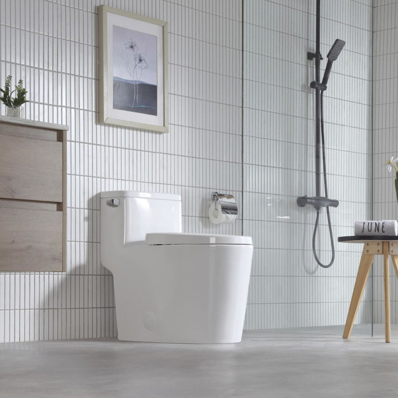 Pearl Harrison Max S Elongated Chair Height 1-Piece 4.8L Side Flush Toilet with Soft Close Seat - GBW733B