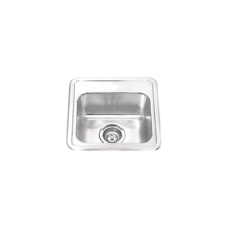 Pearl IONA-T1 15" Single Bowl Drop-In Bar / Prep Kitchen Sink – Stainless Steel – GBS115T-1
