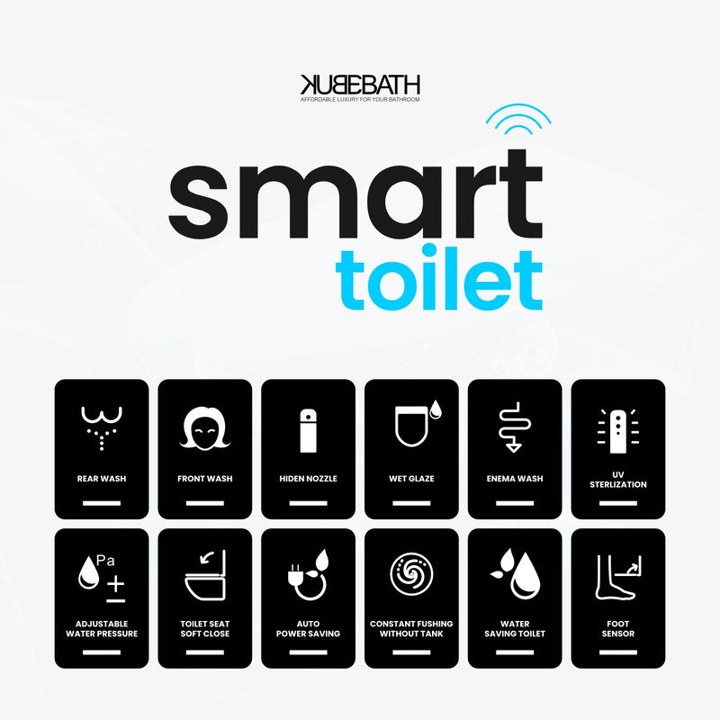 KubeBath Lumi Chair Height Elongated Bidet Smart Toilet - KAT-980DF