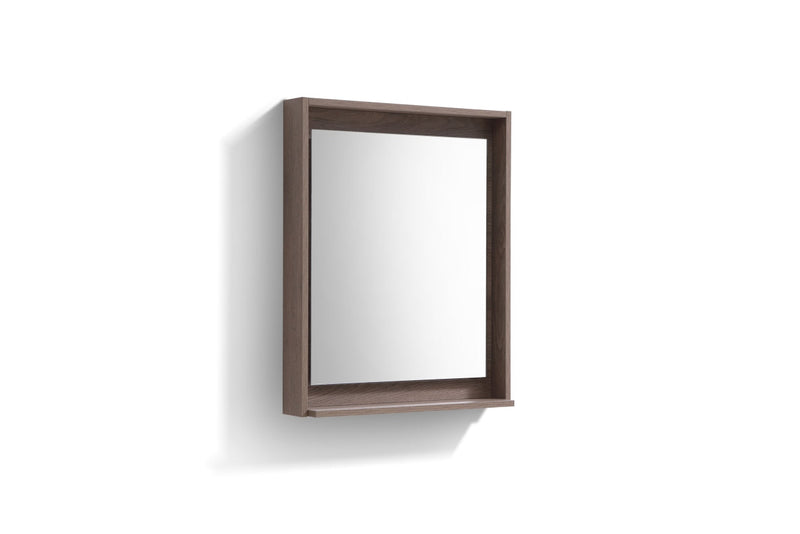 KubeBath Bosco 24" Framed Rectangle Bathroom Mirror With Shelve Butternut Finish - KB24BTN-M