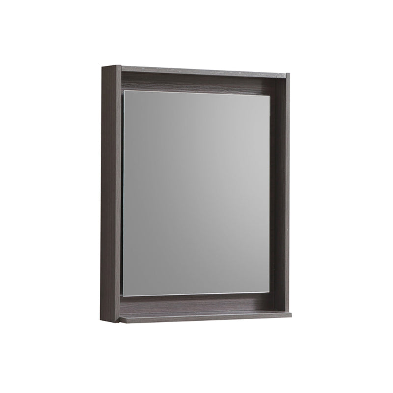 KubeBath Bosco 24" Framed Rectangle Bathroom Mirror With Shelve Gray Oak Finish - KB24GO-M
