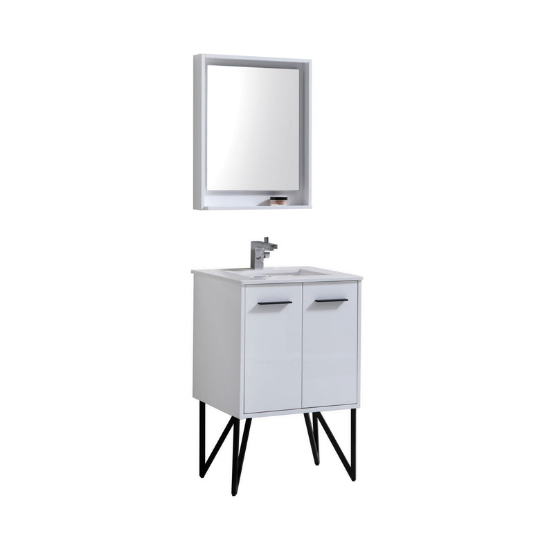 Kube Bath Bosco 24" Gloss White Modern Bathroom Vanity w/ Quartz Countertop - KB24GW