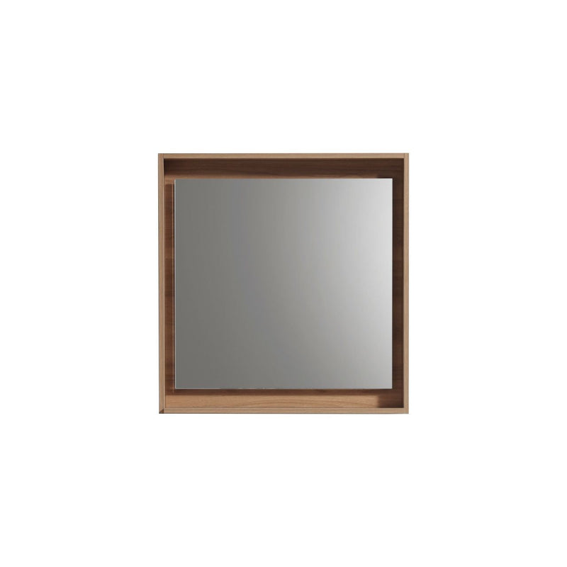 KubeBath Bosco 24" Framed Rectangle Bathroom Mirror With Shelve Honey Oak Finish - KB24HO-M