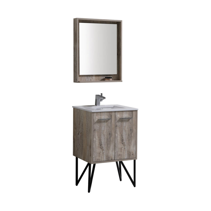 Kube Bath Bosco 24" Naturewood Modern Bathroom Vanity w/ Quartz Countertop - KB24NW