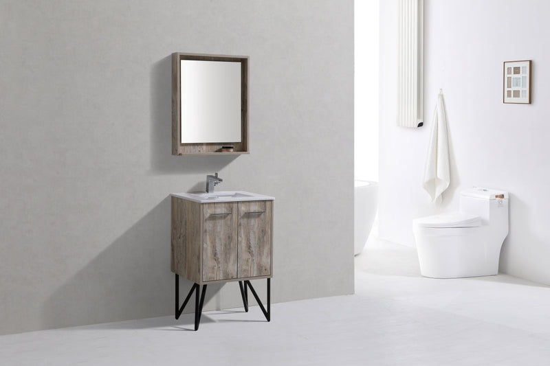 Kube Bath Bosco 24" Naturewood Modern Bathroom Vanity w/ Quartz Countertop - KB24NW