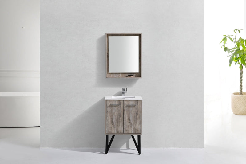 Kube Bath Bosco 24" Naturewood Modern Bathroom Vanity w/ Quartz Countertop - KB24NW