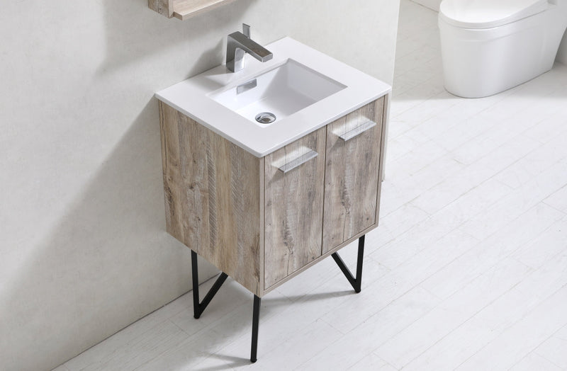 Kube Bath Bosco 24" Naturewood Modern Bathroom Vanity w/ Quartz Countertop - KB24NW