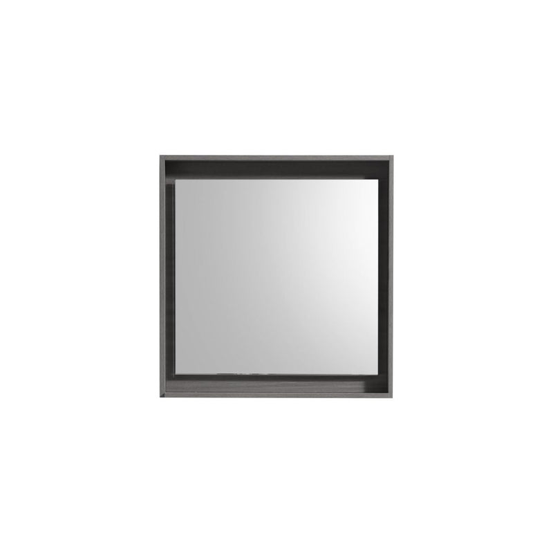 KubeBath Bosco 24" Framed Rectangle Bathroom Mirror With Shelve  Vulcan Ash Grey Finish - KB24VAG-M