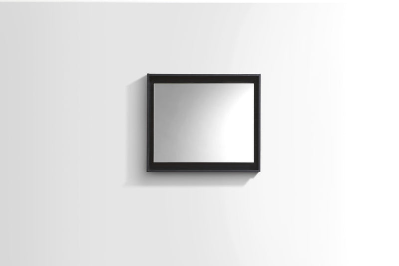 KubeBath Bosco 30" Framed Rectangle Bathroom Mirror With Shelve Wood Black Finish - KB30BK-M