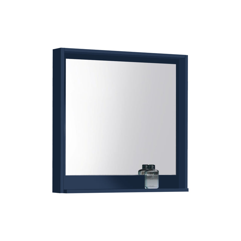 KubeBath Bosco 30" Framed Rectangle Bathroom Mirror With Shelve Blue - KB30BLUE-M