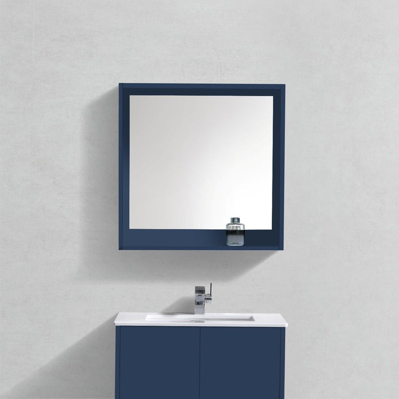 KubeBath Bosco 30" Framed Rectangle Bathroom Mirror With Shelve Blue - KB30BLUE-M