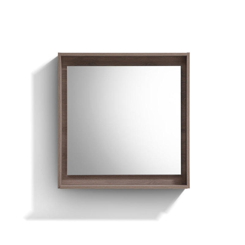KubeBath Bosco 30" Framed Rectangle Bathroom Mirror With Shelve Butternut Finish - KB30BTN-M