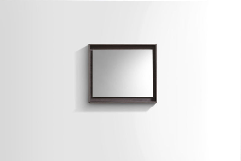KubeBath Bosco 30" Framed Rectangle Bathroom Mirror With Shelve Gray Oak Finish - KB30GO-M