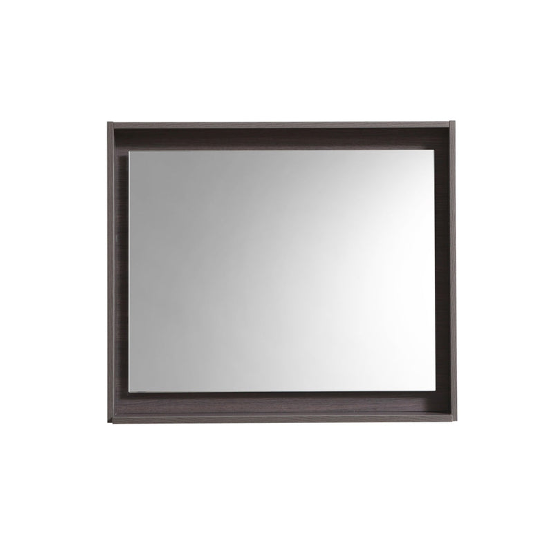 KubeBath Bosco 30" Framed Rectangle Bathroom Mirror With Shelve Gray Oak Finish - KB30GO-M