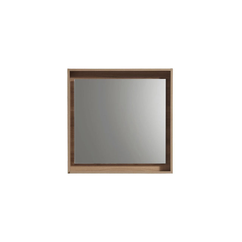 KubeBath Bosco 30" Framed Rectangle Bathroom Mirror With Shelve Honey Oak Finish - KB30HO-M