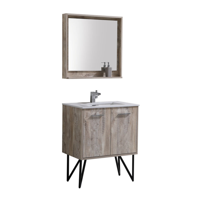 Kube Bath Bosco 30" Naturewood Modern Bathroom Vanity w/ Quartz Countertop - KB30NW