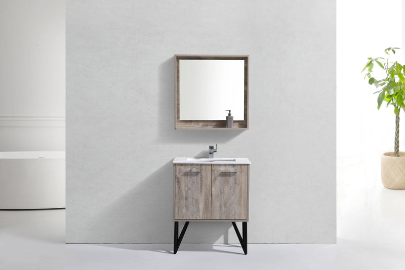 Kube Bath Bosco 30" Naturewood Modern Bathroom Vanity w/ Quartz Countertop - KB30NW