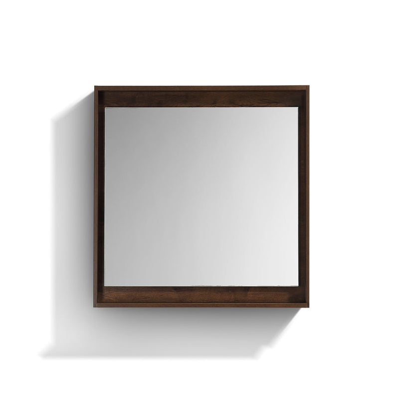 KubeBath Bosco 30" Framed Rectangle Bathroom Mirror With Shelve Rose Wood Finish - KB30RW-M