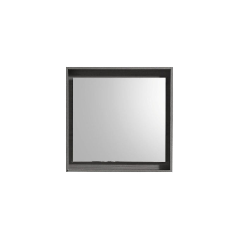 KubeBath Bosco 36" Framed Rectangle Bathroom Mirror With Shelve Vulcan Ash Grey Finish - KB30VAG-M