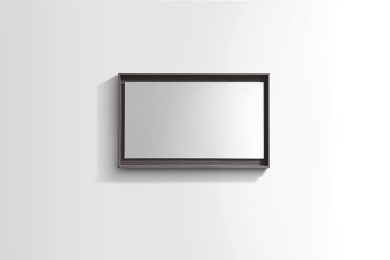 KubeBath Bosco 36" Framed Rectangle Bathroom Mirror With Shelve Gray Oak Finish - KB36GO-M