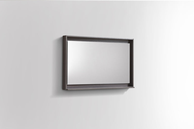 KubeBath Bosco 36" Framed Rectangle Bathroom Mirror With Shelve Gray Oak Finish - KB36GO-M