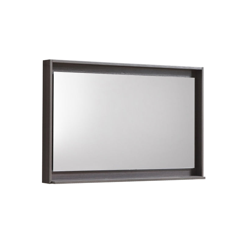 KubeBath Bosco 36" Framed Rectangle Bathroom Mirror With Shelve Gray Oak Finish - KB36GO-M