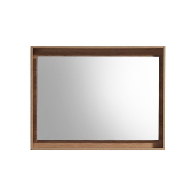 KubeBath Bosco 36" Framed Rectangle Bathroom Mirror With Shelve Honey Oak Finish - KB36HO-M