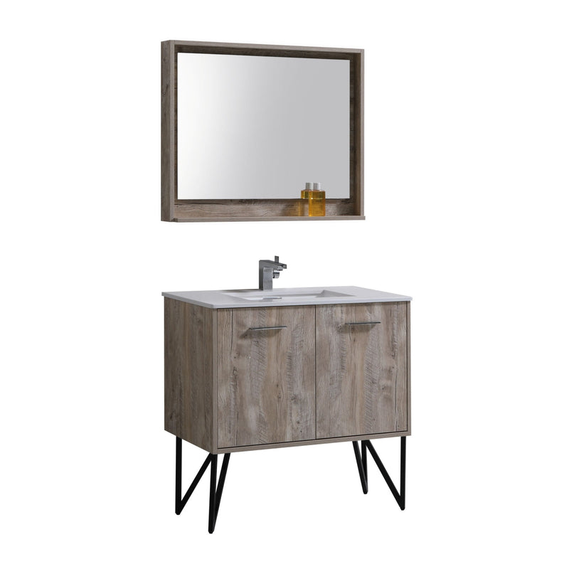 Kube Bath Bosco 36" Naturewood Modern Bathroom Vanity w/ Quartz Countertop - KB36NW
