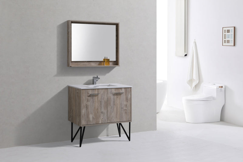 Kube Bath Bosco 36" Naturewood Modern Bathroom Vanity w/ Quartz Countertop - KB36NW
