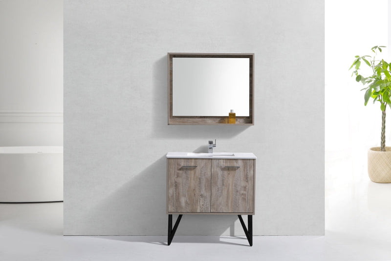 Kube Bath Bosco 36" Naturewood Modern Bathroom Vanity w/ Quartz Countertop - KB36NW