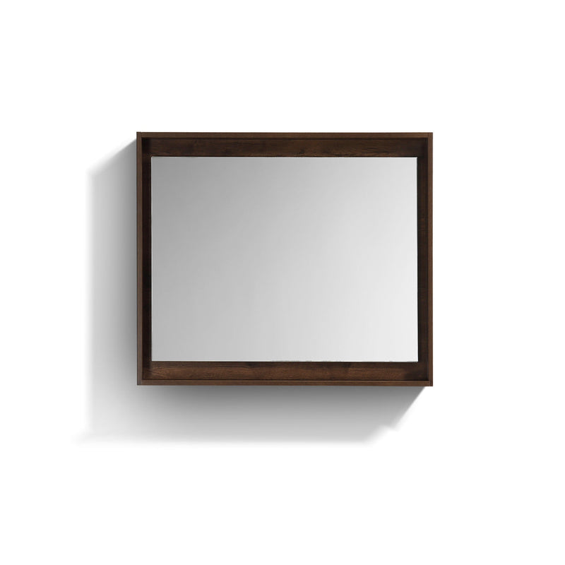 KubeBath Bosco 36" Framed Rectangle Bathroom Mirror With Shelve Rosewood Finish - KB36RW-M