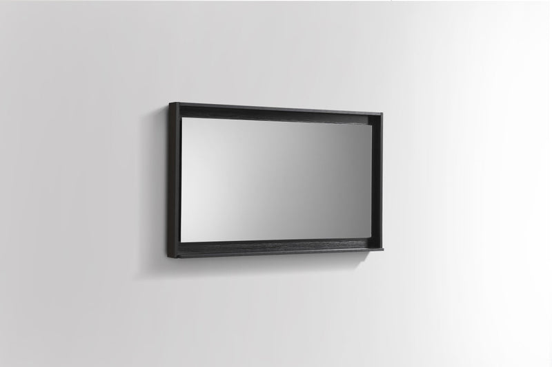 KubeBath Bosco 40" Framed Rectangle Bathroom Mirror With Shelve Wood Black Finish - KB40BK-M
