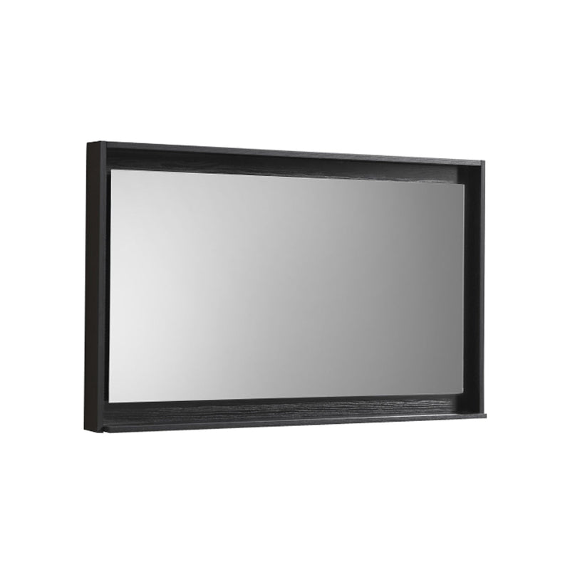 KubeBath Bosco 40" Framed Rectangle Bathroom Mirror With Shelve Wood Black Finish - KB40BK-M