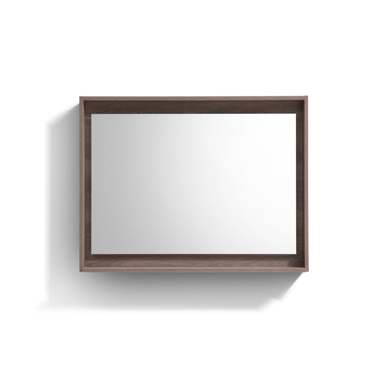 KubeBath Bosco 40" Framed Rectangle Bathroom Mirror With Shelve Butternut Finish - KB40BTN-M