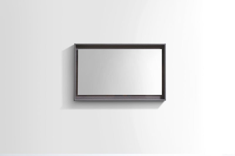 KubeBath Bosco 40" Framed Rectangle Bathroom Mirror With Shelve Gray Oak Finish - KB40GO-M