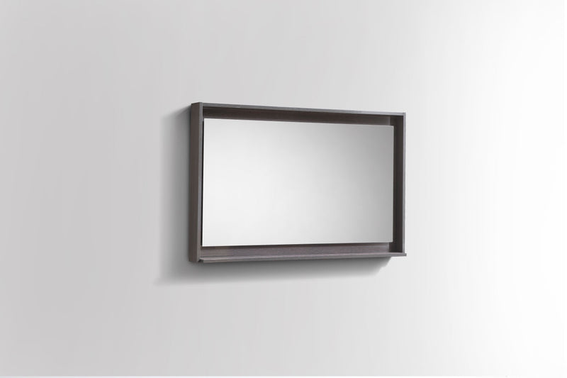KubeBath Bosco 40" Framed Rectangle Bathroom Mirror With Shelve Gray Oak Finish - KB40GO-M