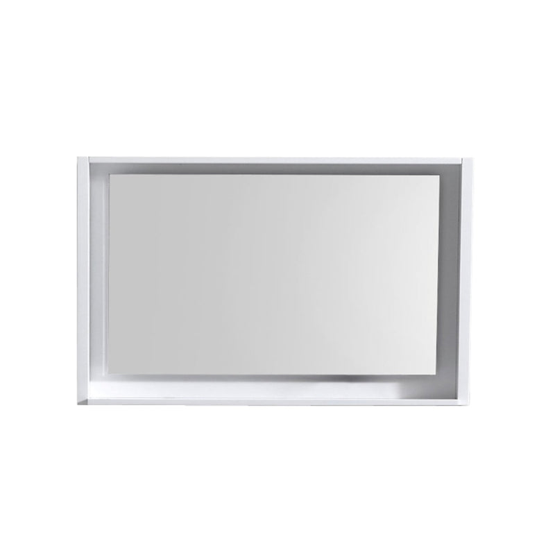 KubeBath Bosco 40" Framed Rectangle Bathroom Mirror With Shelve Gloss White Finish - KB40GW-M