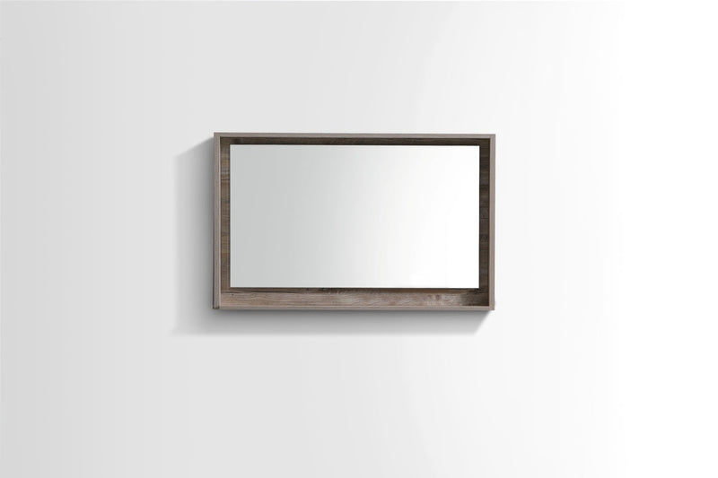 KubeBath Bosco 40" Framed Rectangle Bathroom Mirror With Shelve Nature Wood Finish - KB40NW-M