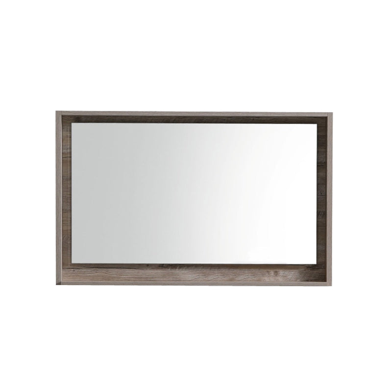 KubeBath Bosco 40" Framed Rectangle Bathroom Mirror With Shelve Nature Wood Finish - KB40NW-M