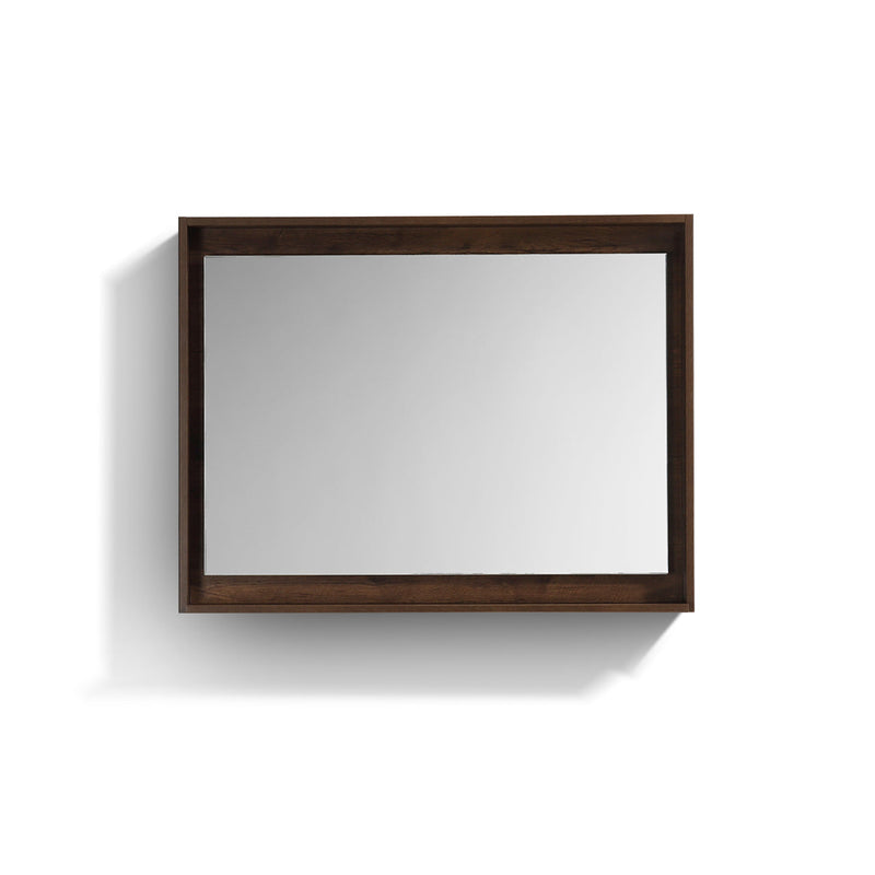 KubeBath Bosco 40" Framed Rectangle Bathroom Mirror With Shelve Rose Wood Finish - KB40RW-M
