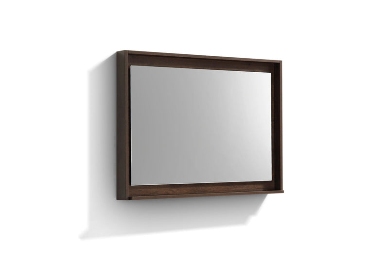 KubeBath Bosco 40" Framed Rectangle Bathroom Mirror With Shelve Rose Wood Finish - KB40RW-M