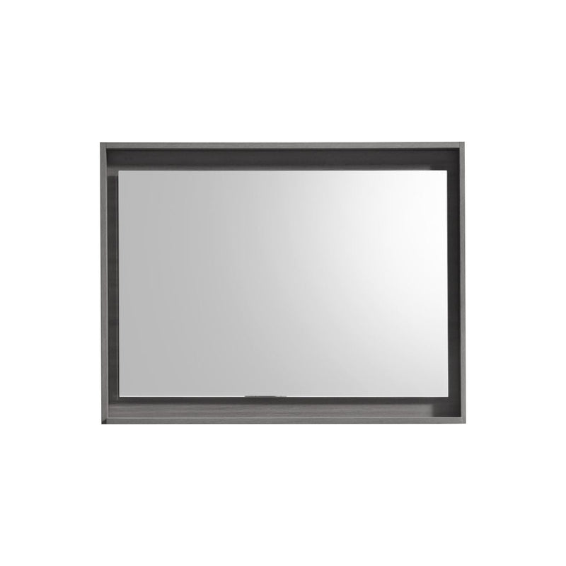 KubeBath Bosco 40" Framed Rectangle Bathroom Mirror With Shelve Vulcan Ash Grey Finish - KB40VAG-M