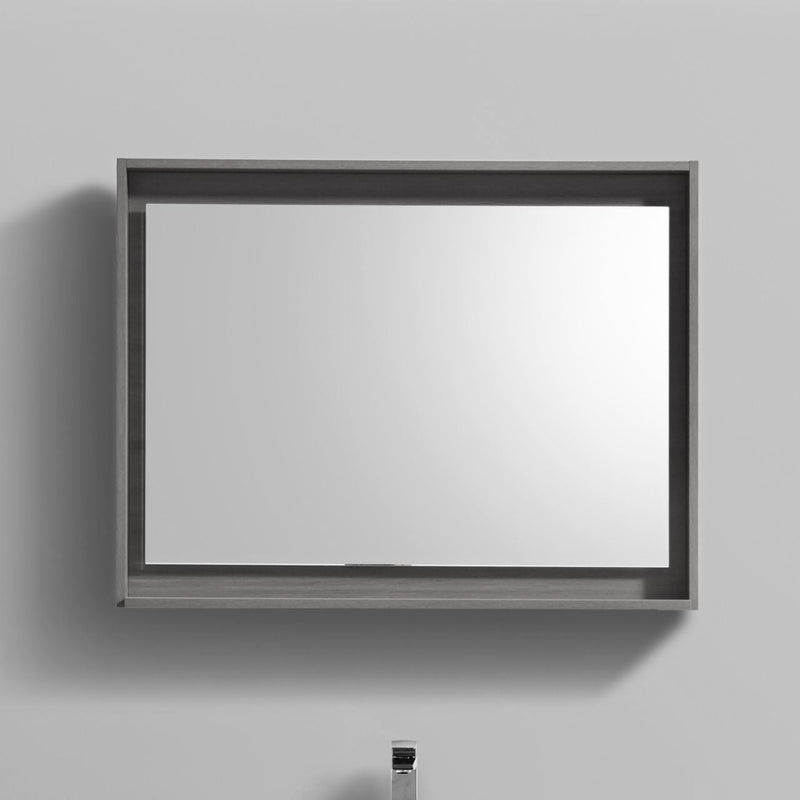 KubeBath Bosco 40" Framed Rectangle Bathroom Mirror With Shelve Vulcan Ash Grey Finish - KB40VAG-M