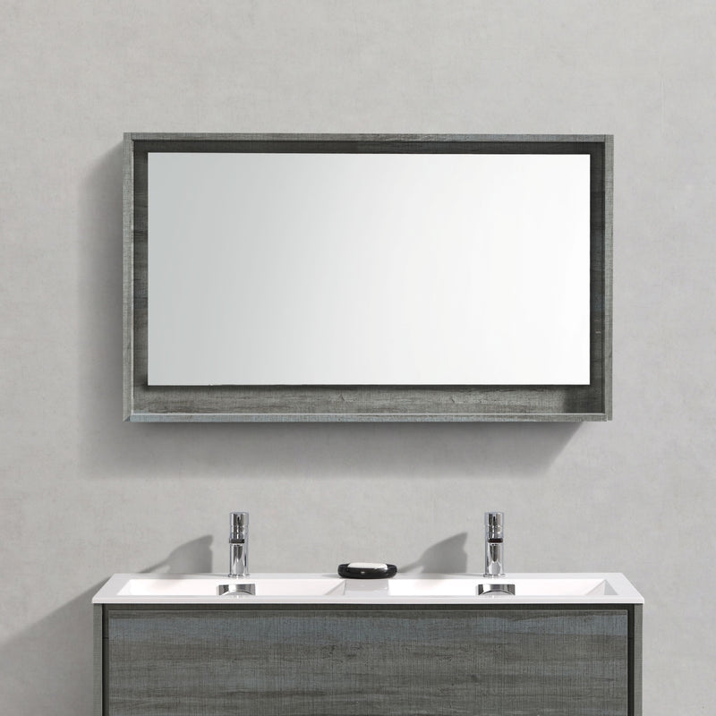KubeBath Bosco 48" Framed Rectangle Bathroom Mirror With Shelve Ocean Gray Finish - KB48BE-M