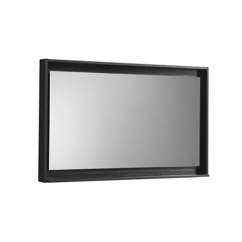 KubeBath Bosco 48" Framed Rectangle Bathroom Mirror With Shelve Wood Black Finish - KB48BK-M
