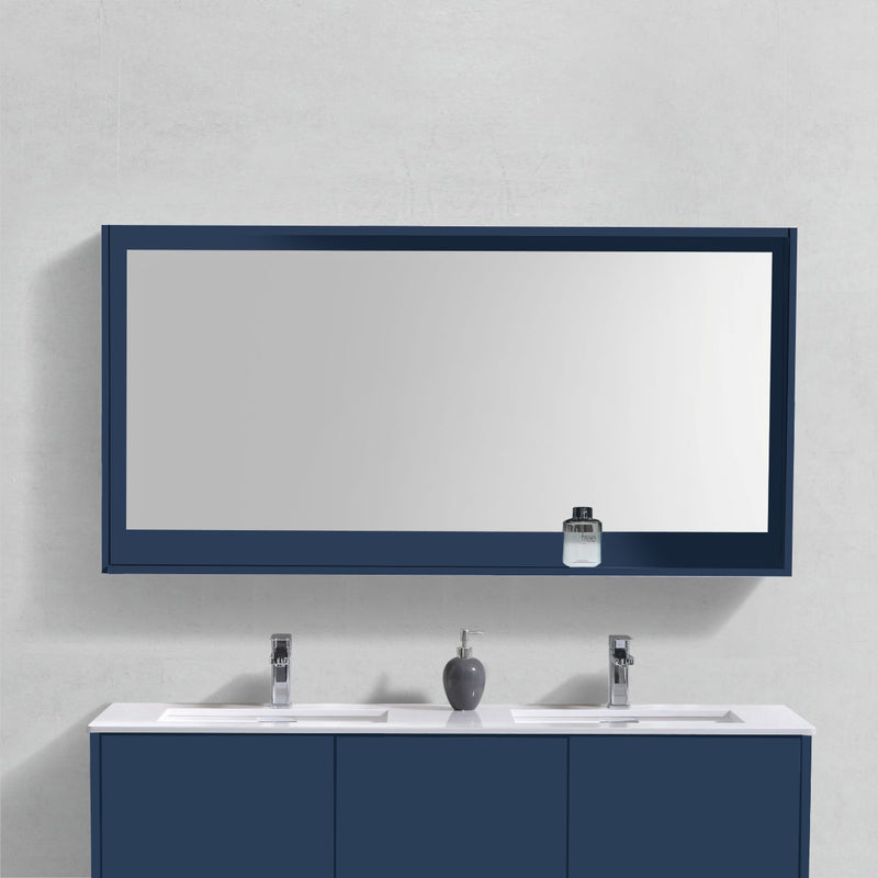KubeBath Bosco 48" Framed Rectangle Bathroom Mirror With Shelve Blue - KB48BLUE-M