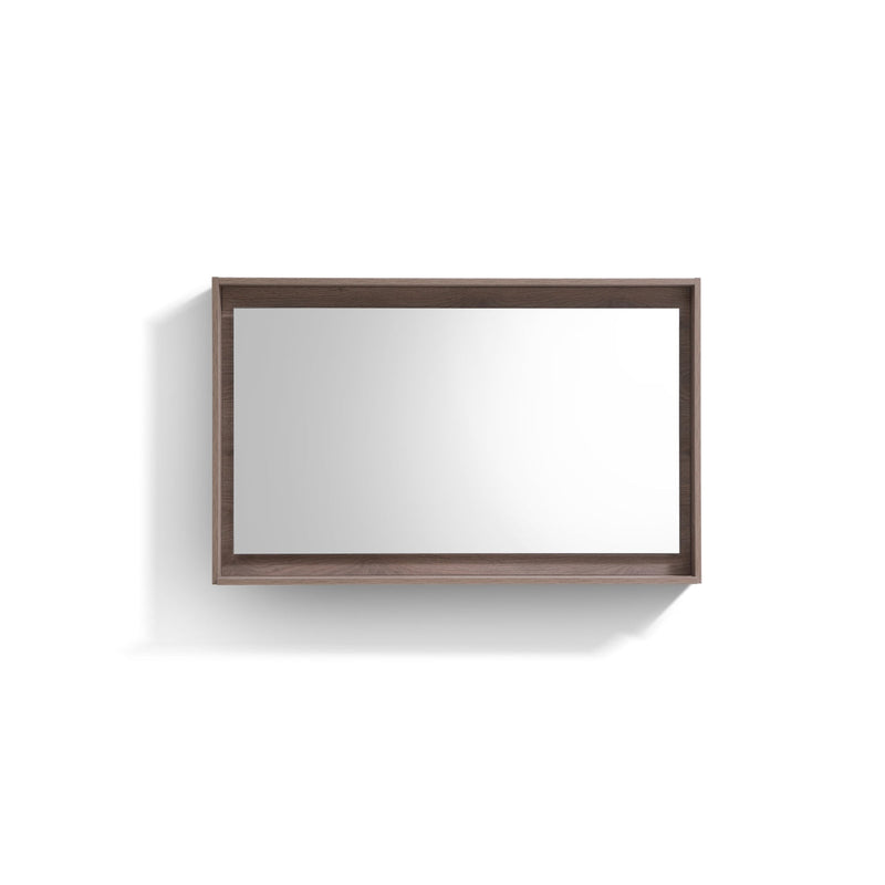 KubeBath Bosco 48" Framed Rectangle Bathroom Mirror With Shelve Butternut Finish - KB48BTN-M