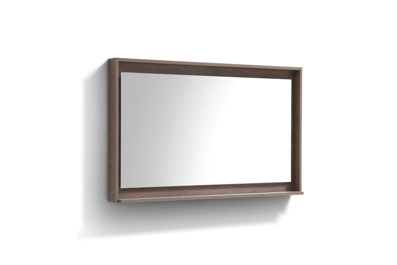 KubeBath Bosco 48" Framed Rectangle Bathroom Mirror With Shelve Butternut Finish - KB48BTN-M