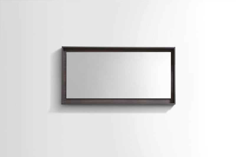 KubeBath Bosco 48" Framed Rectangle Bathroom Mirror With Shelve Gray Oak Finish - KB48GO-M