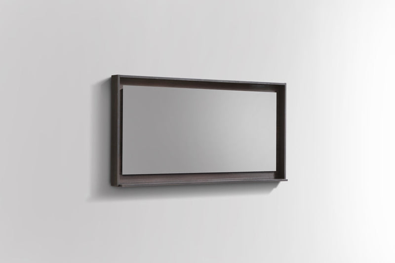 KubeBath Bosco 48" Framed Rectangle Bathroom Mirror With Shelve Gray Oak Finish - KB48GO-M
